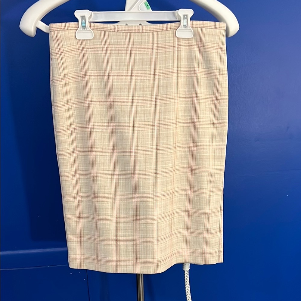 Ann Taylor Tan Cream Plaid Skirt